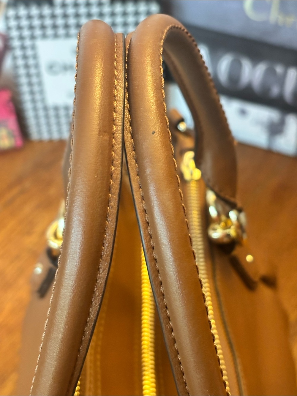 Coach Colette F33447 Saddle Leather Carryall Satchel Gold Hardware - Picture 15 of 15
